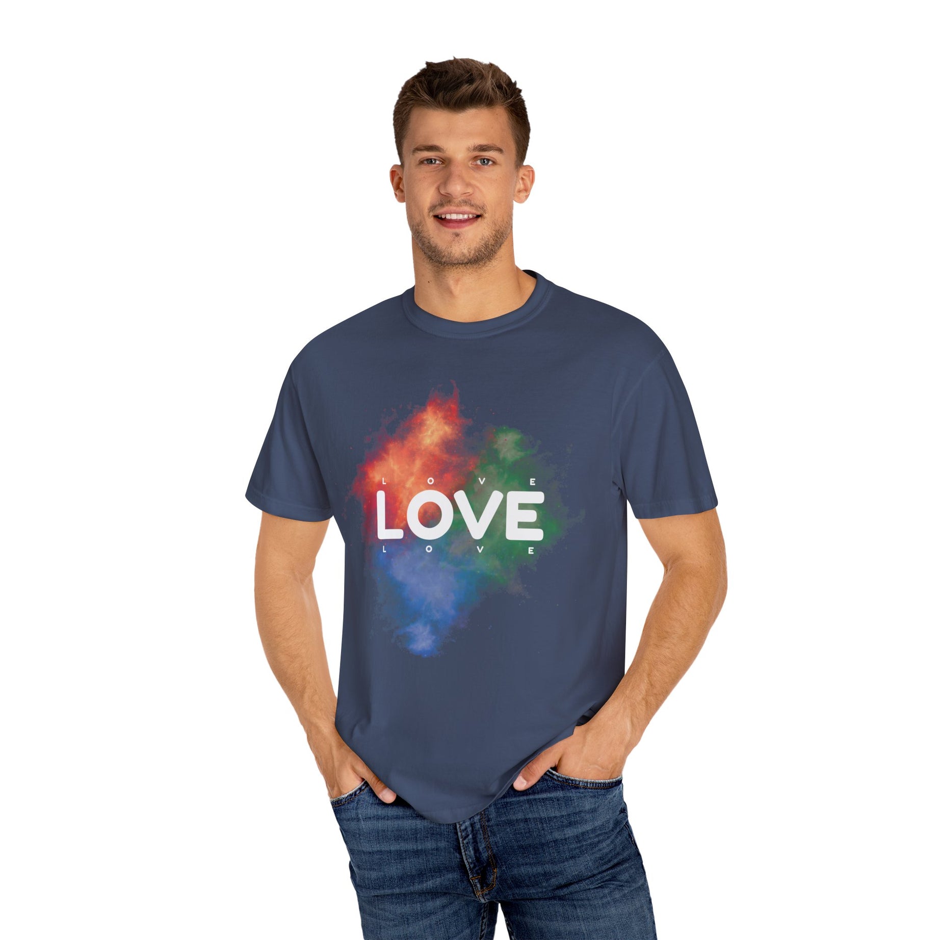 Colorful Love T-Shirt | Unisex Garment-Dyed Tee, Casual Wear, Gifts for Loved Ones, Valentine's Day, Positive Vibes