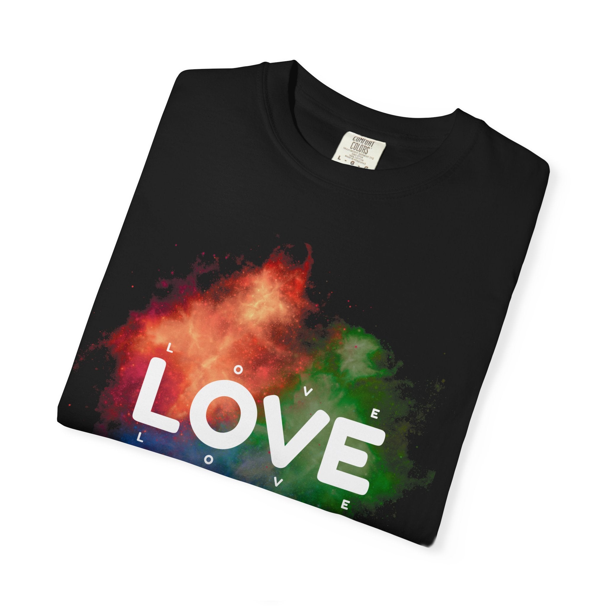 Colorful Love T-Shirt | Unisex Garment-Dyed Tee, Casual Wear, Gifts for Loved Ones, Valentine's Day, Positive Vibes
