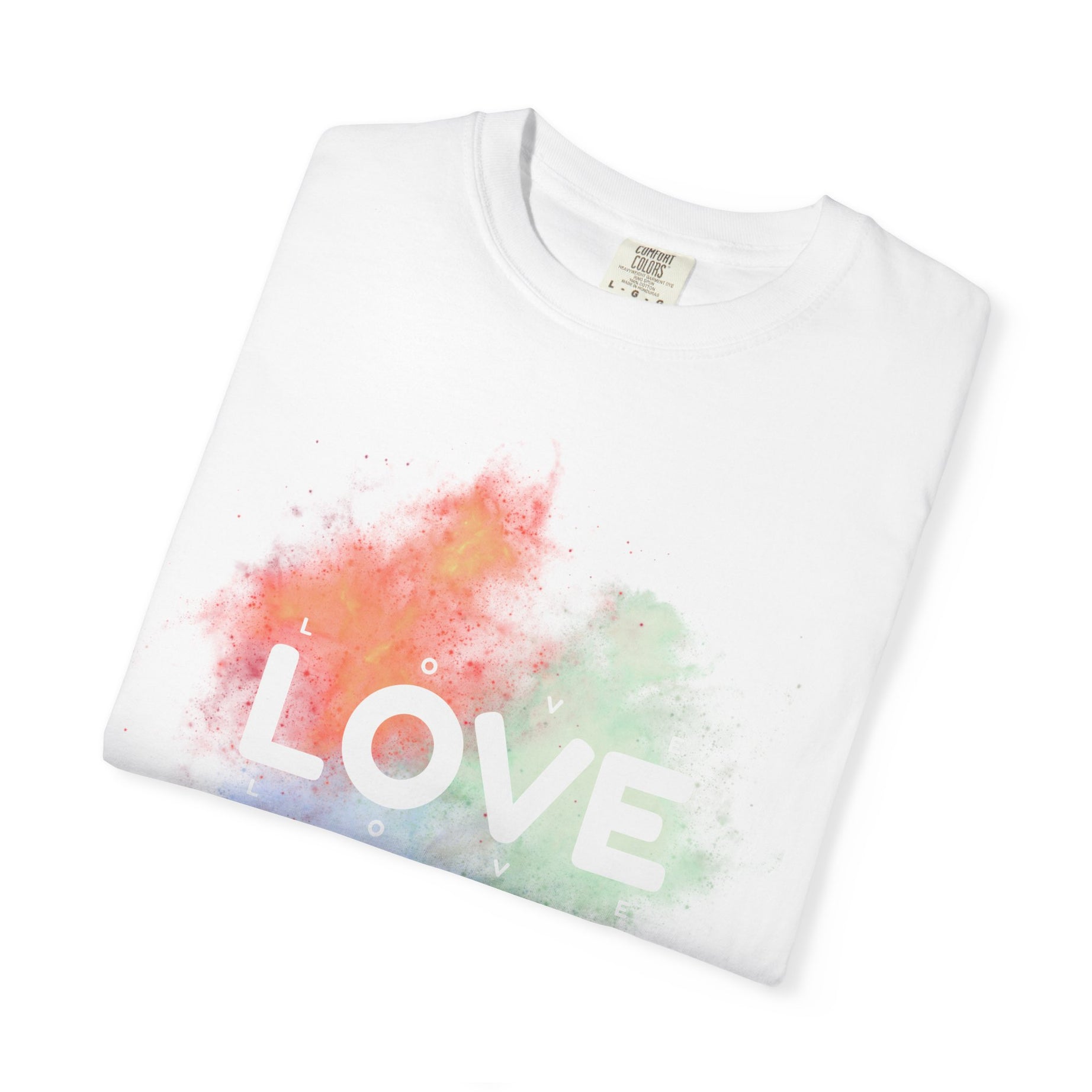 Colorful Love T-Shirt | Unisex Garment-Dyed Tee, Casual Wear, Gifts for Loved Ones, Valentine's Day, Positive Vibes