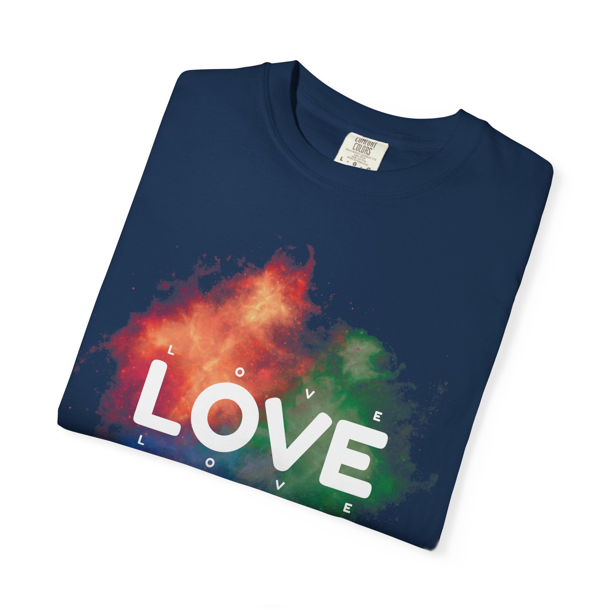 Colorful Love T-Shirt | Unisex Garment-Dyed Tee, Casual Wear, Gifts for Loved Ones, Valentine's Day, Positive Vibes