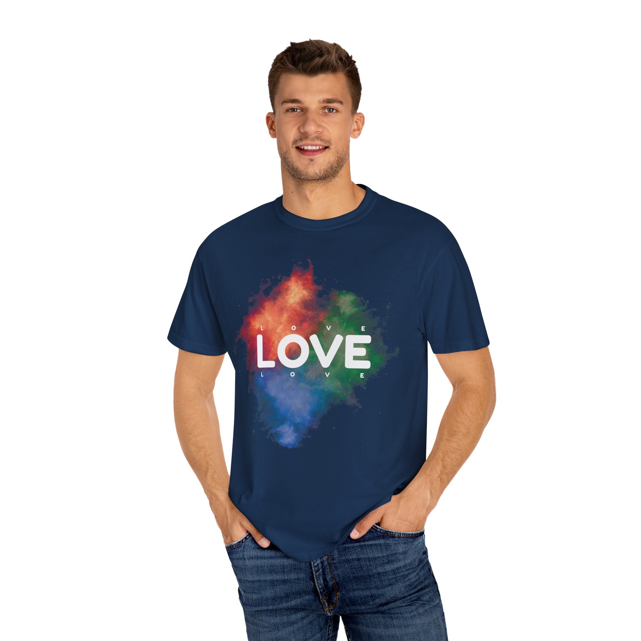 Colorful Love T-Shirt | Unisex Garment-Dyed Tee, Casual Wear, Gifts for Loved Ones, Valentine's Day, Positive Vibes